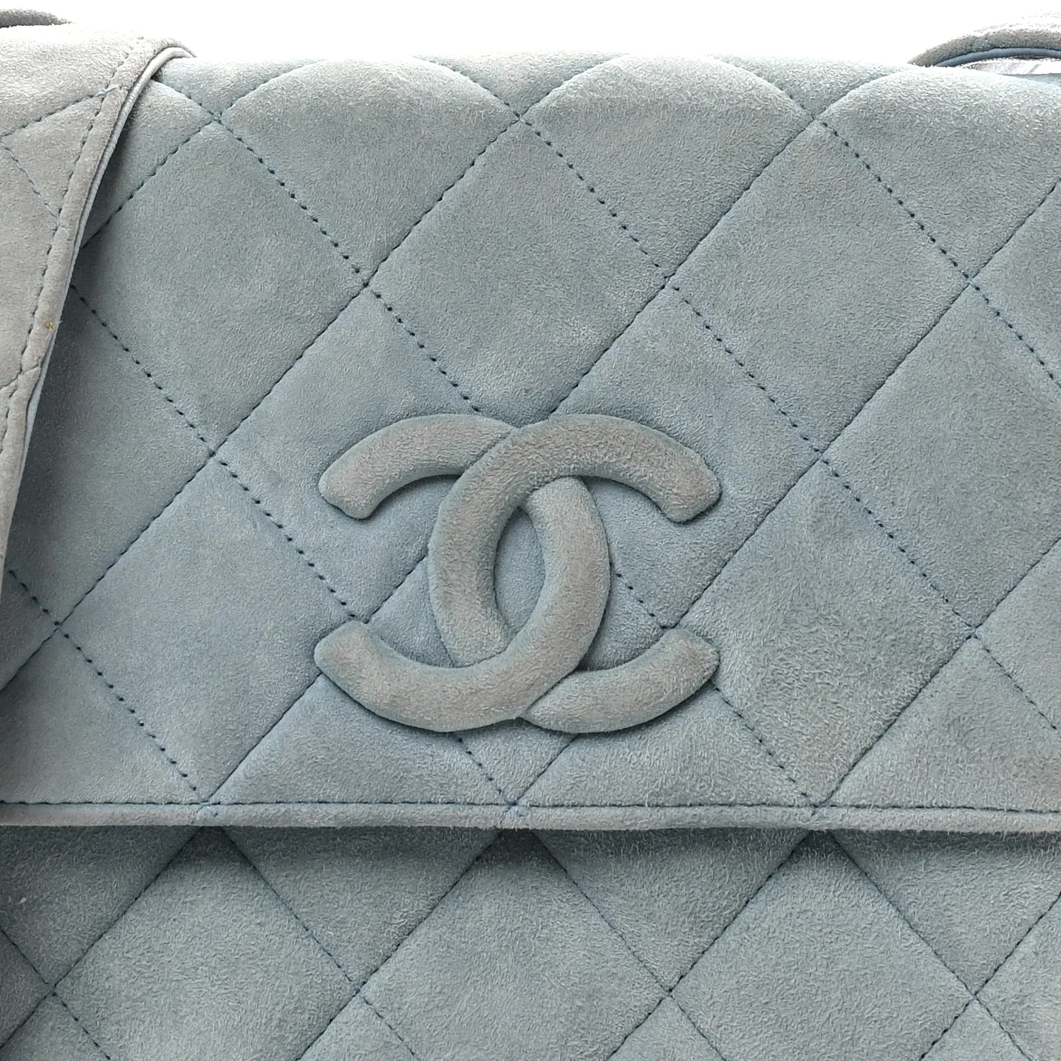Suede Small Messenger Flap Light Blue - Top Club
