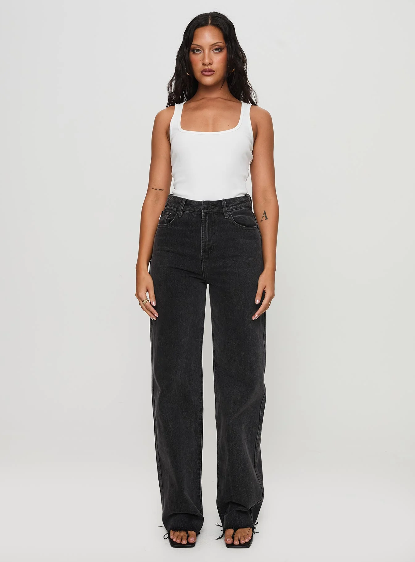 Karlina High Rise Straight Leg Jeans Charcoal