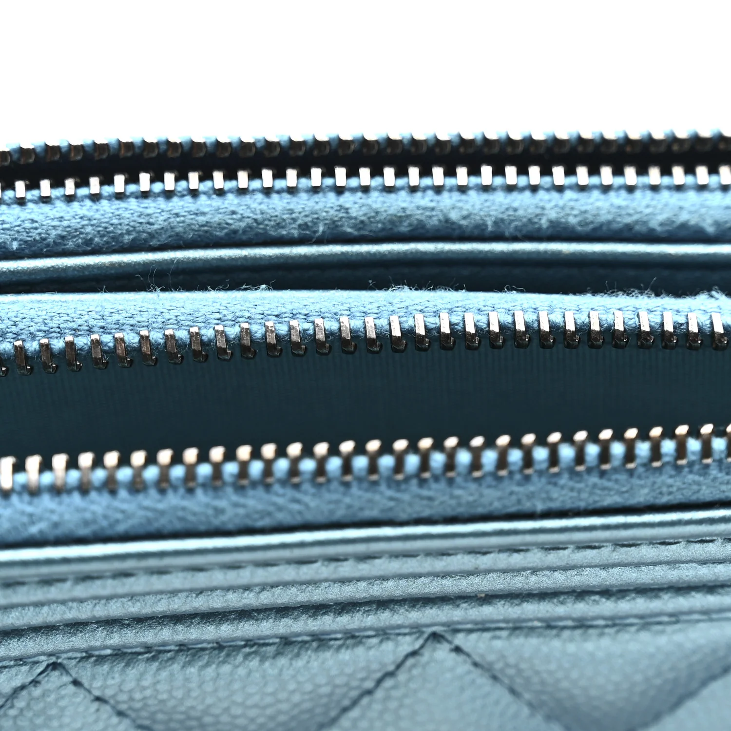 Metallic Caviar Quilted Small Boy Clutch With Chain Turquoise - Top Club