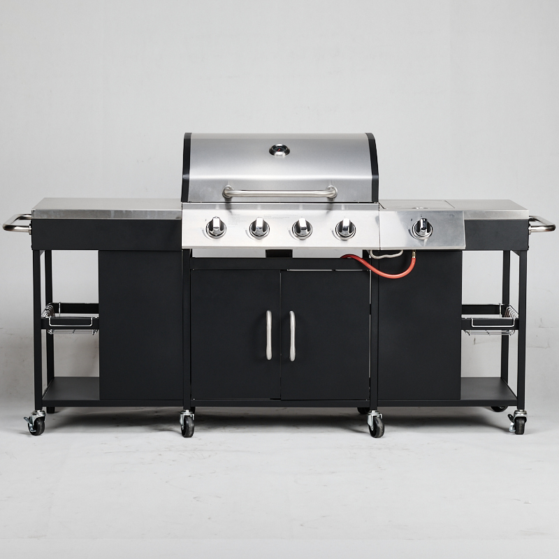 5 Burner Propane Grill Adjustable Portable Folding Modern