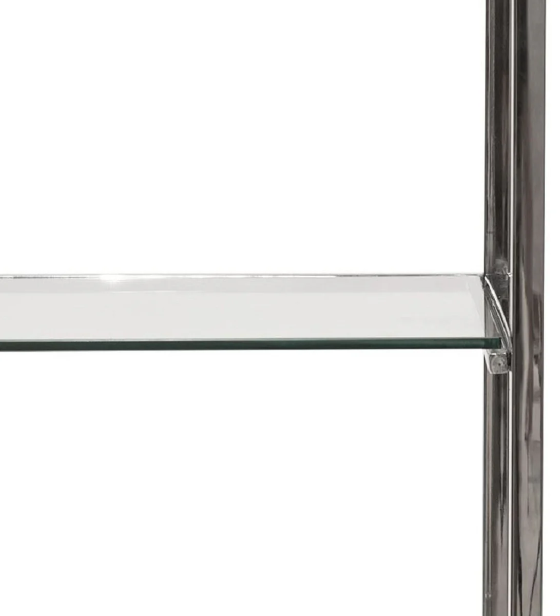 Shelf cabinet with ladder silver / black 220 x 45 x H. 240 cm - bookcase - living room cabinet - office cabinet - living room furniture - office furniture - luxury furniture