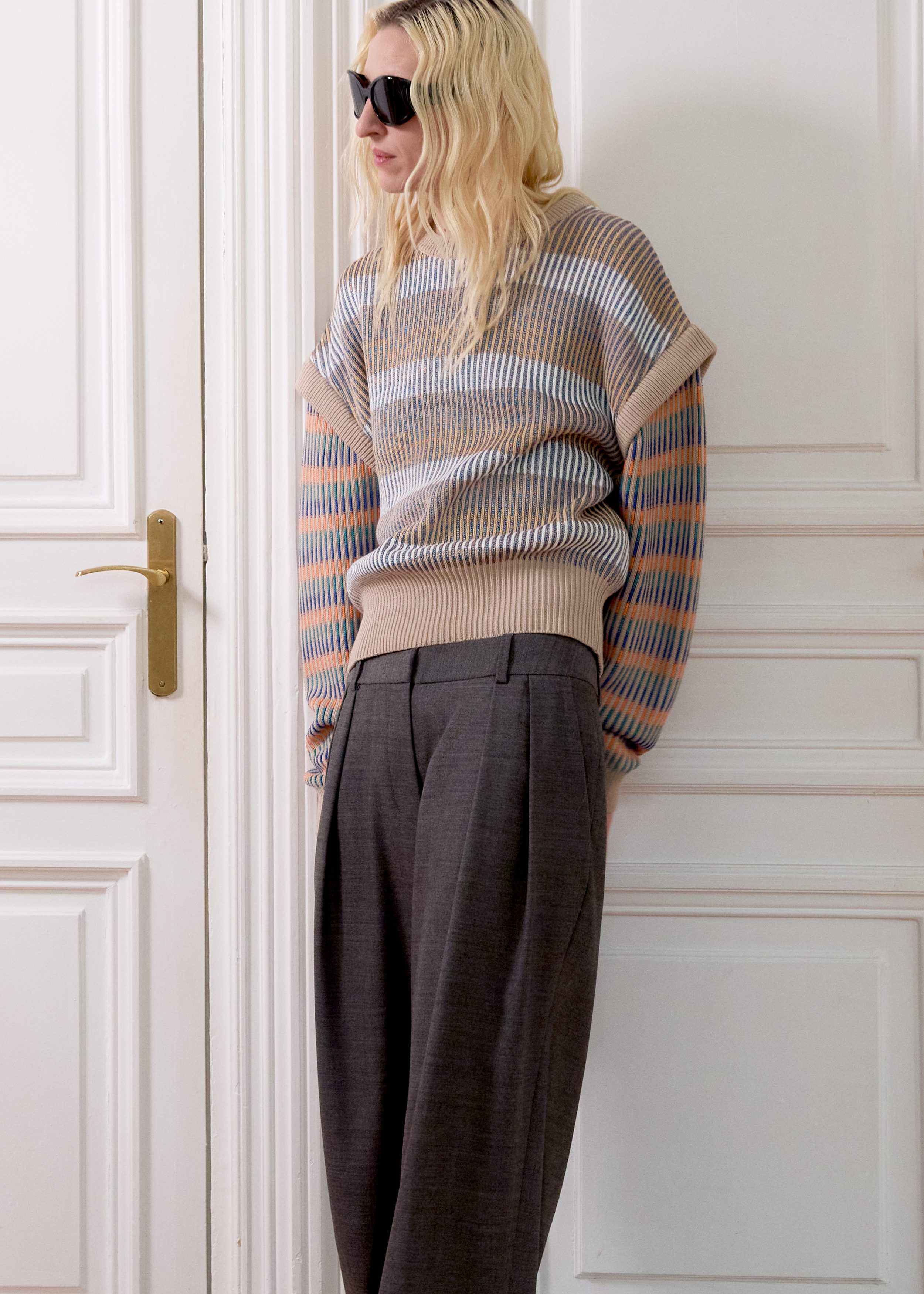 & Other Stories STRIPED PANEL KNIT JUMPER
