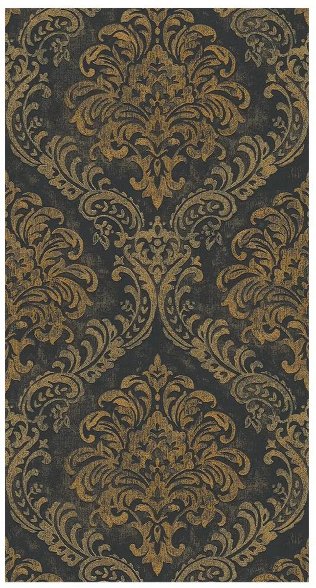 Baroque non-woven wallpaper black / gold metallic