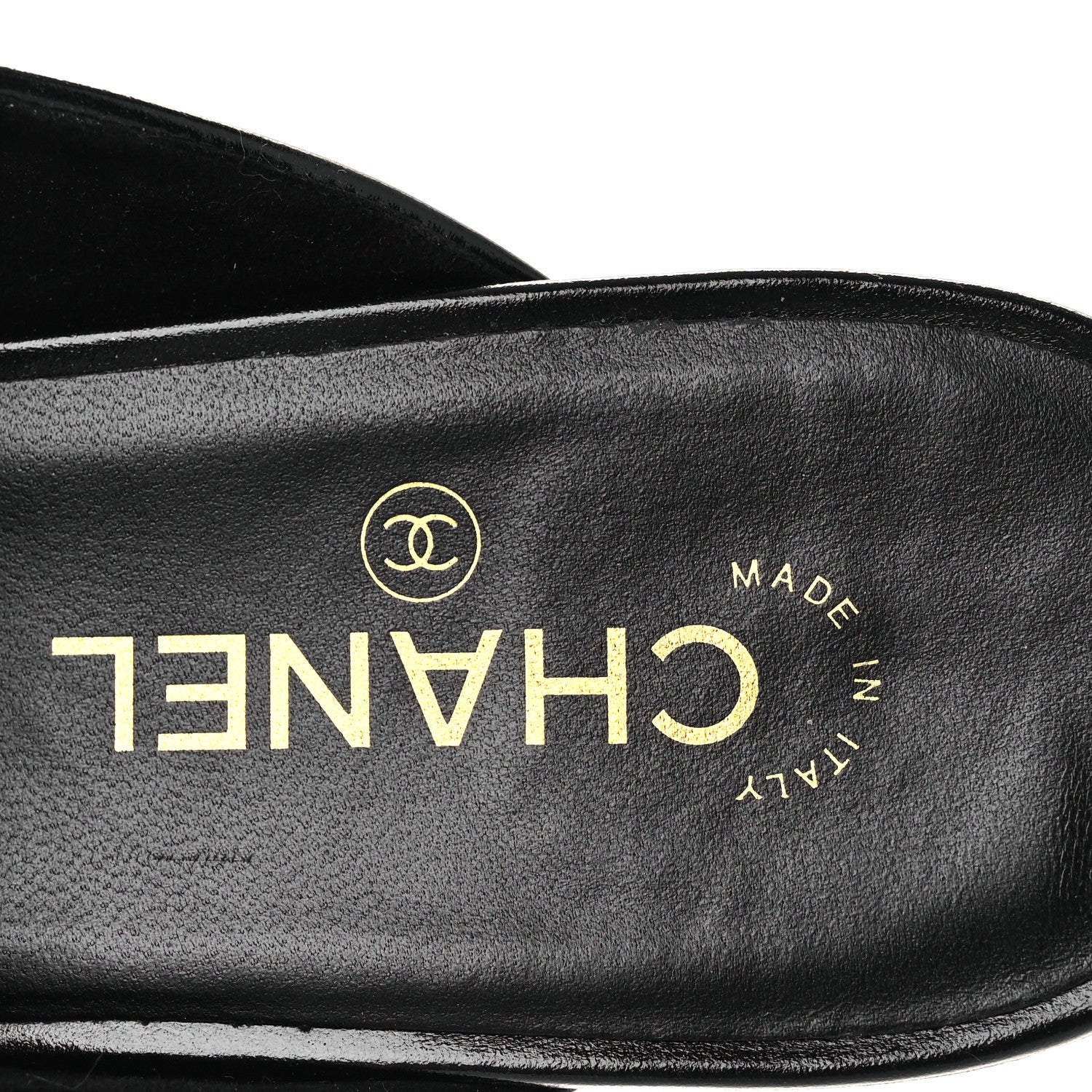Shiny Calfskin Crystal CC Mules 41 Black - Top Club