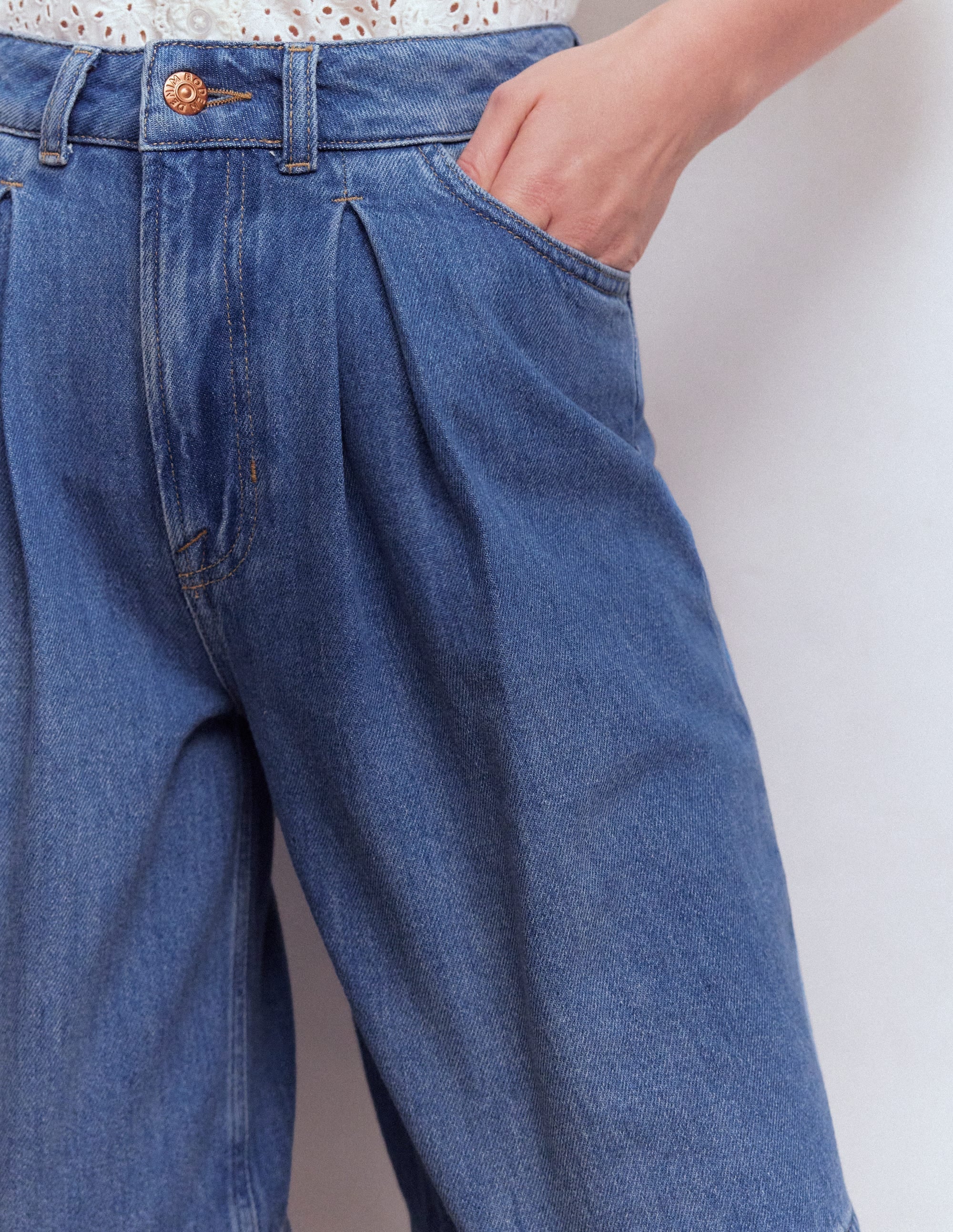 Denim-Bermudashorts-Ausgeblichene Optik