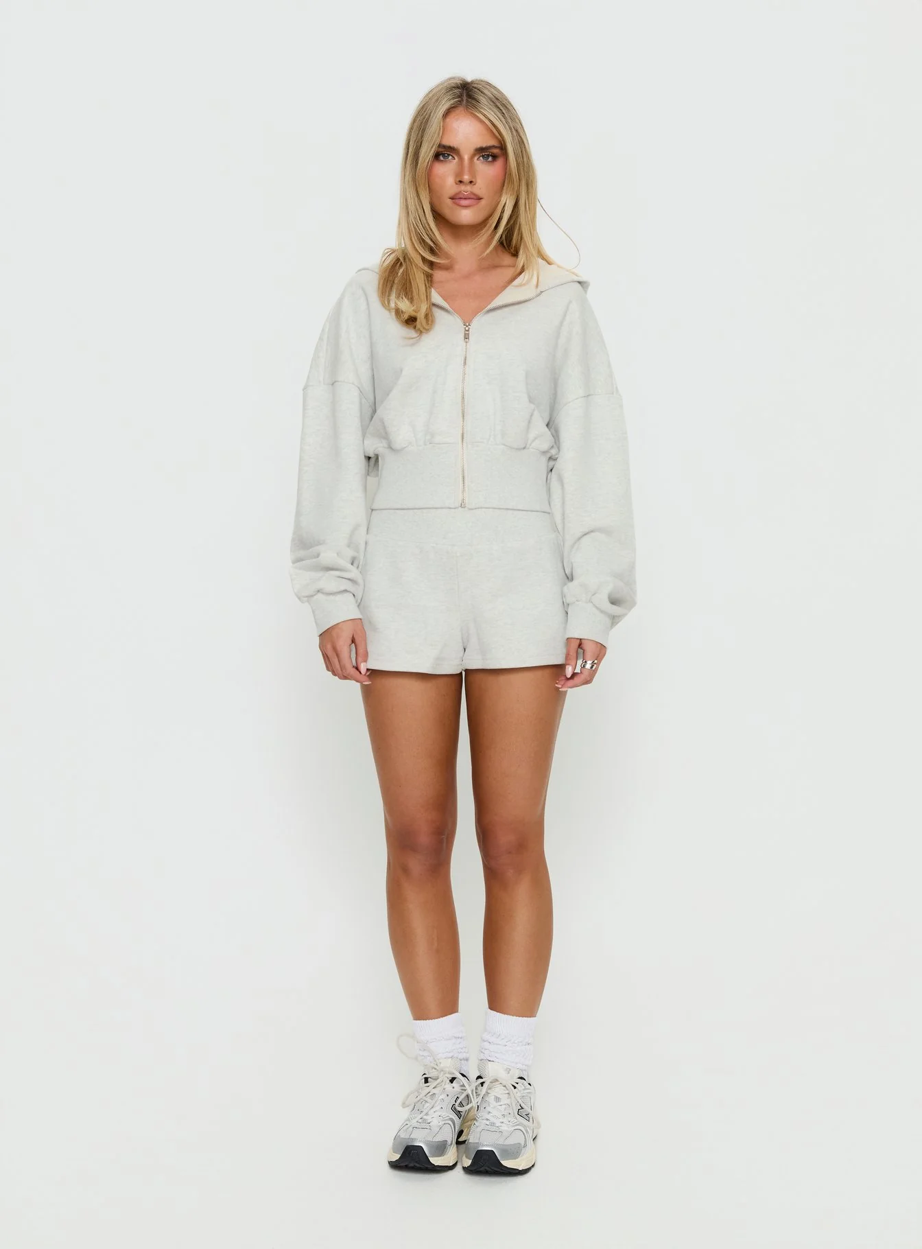 Daytime Cropped Blouson Hoodie Snow Marle