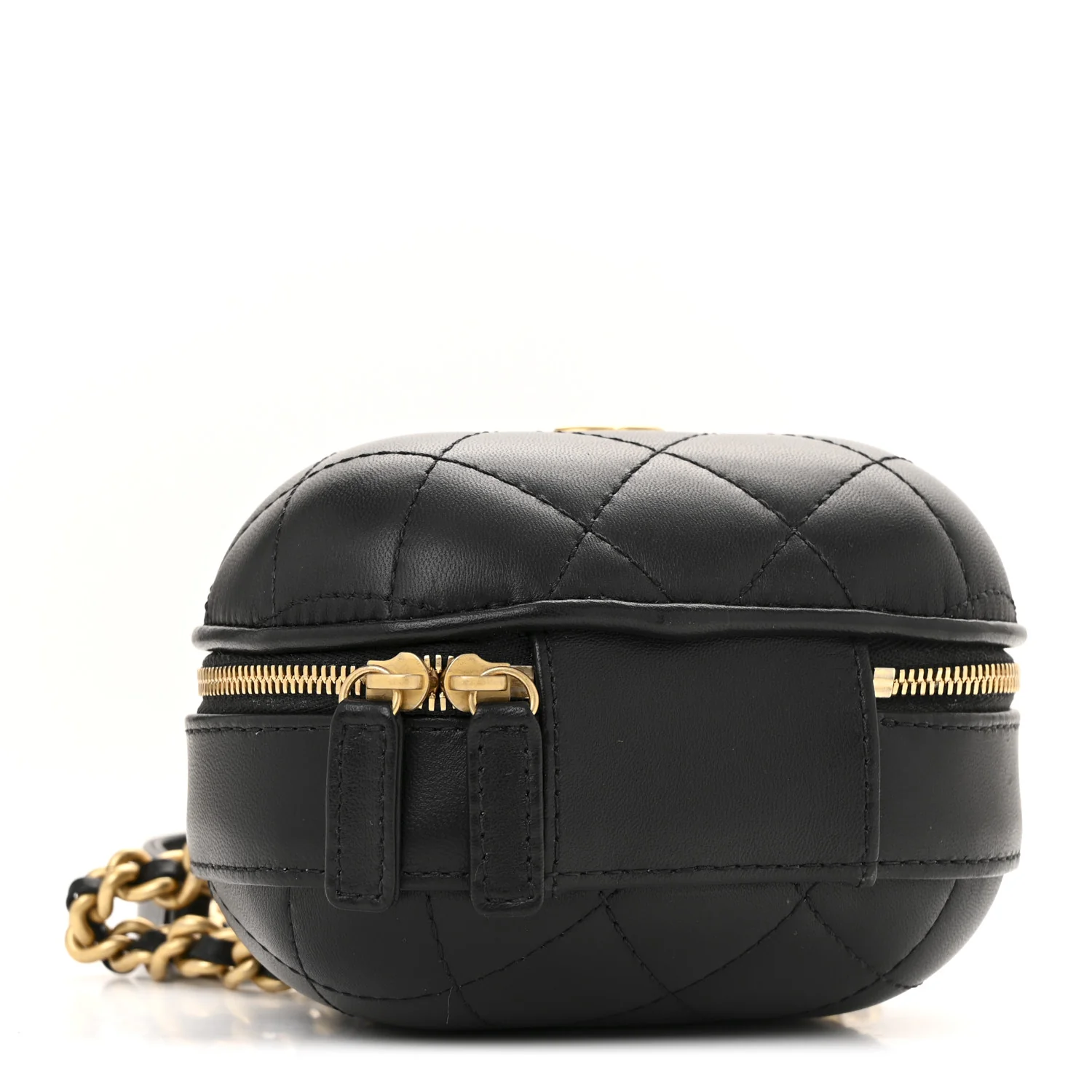 Lambskin Quilted CC Bubble Vanity Case With Chain Black - Top Club