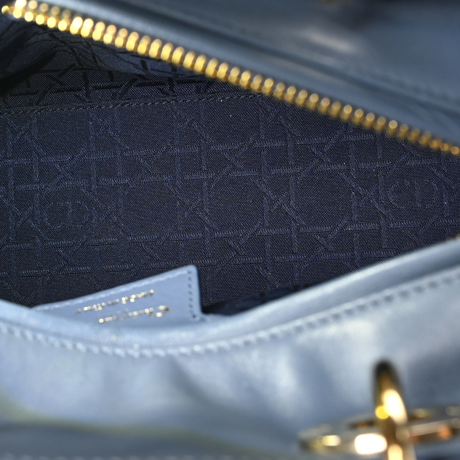Lambskin Cannage Medium Lady Dior Denim Blue - Top Club