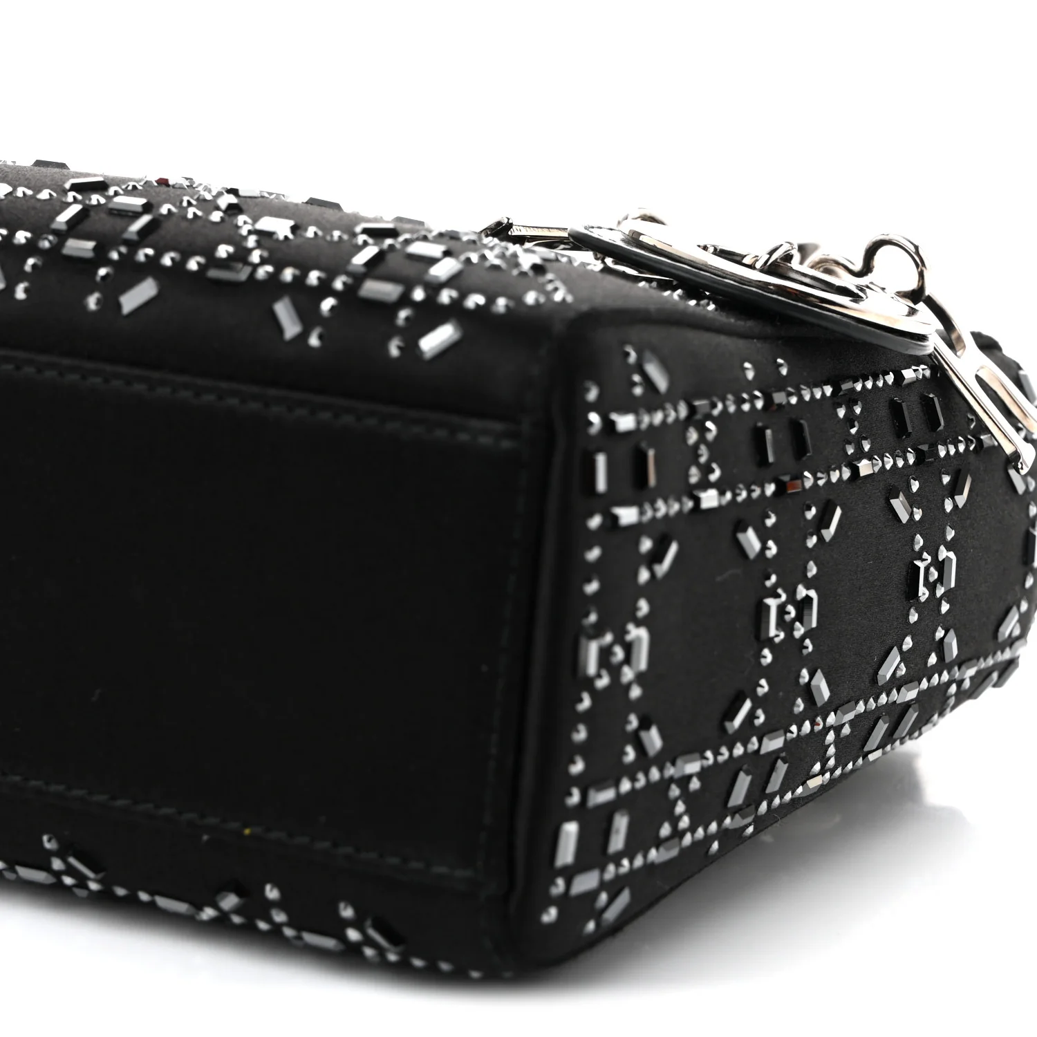 Satin Crystal Cannage Mini Lady Dior Black - Top Club
