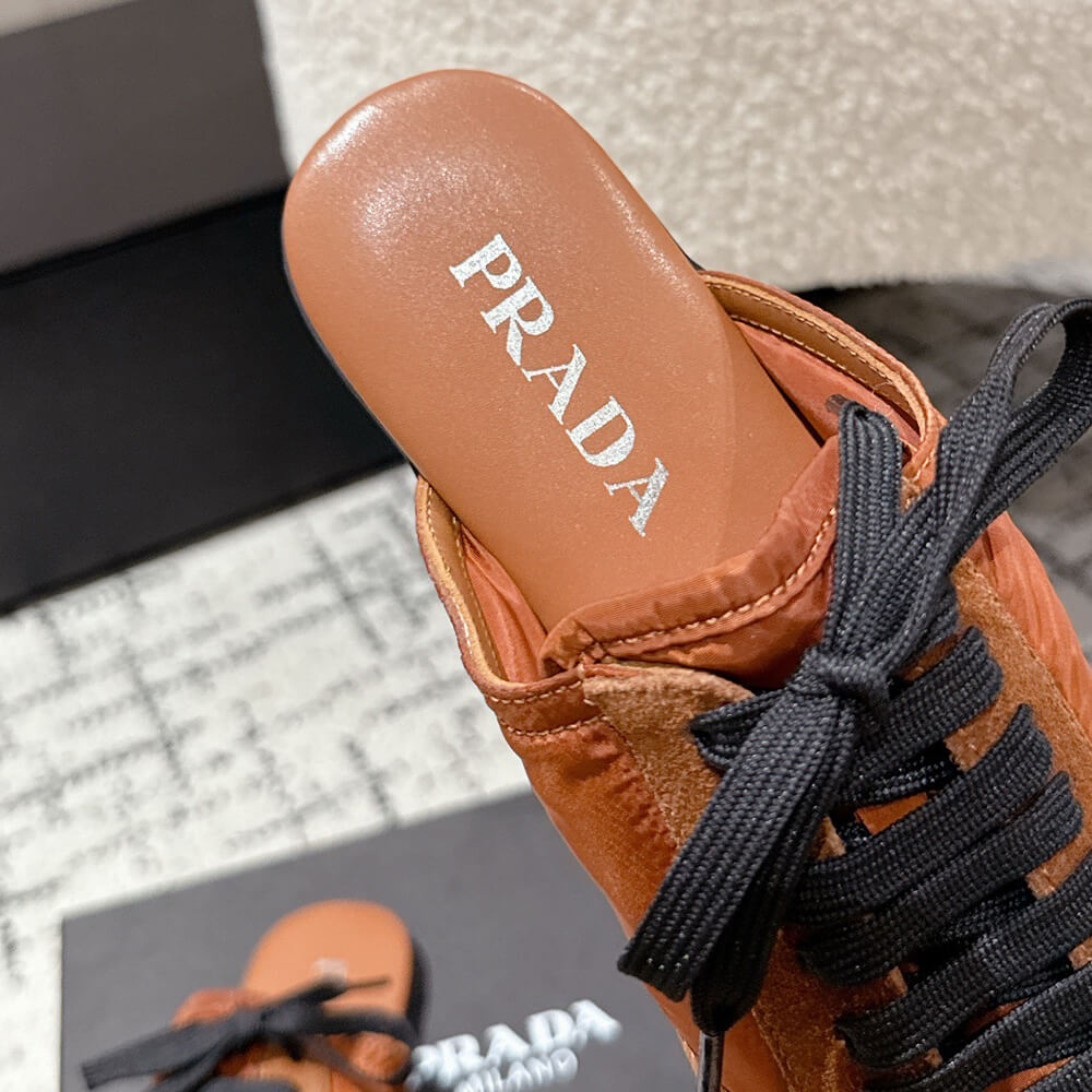 PRADA Collapse Re-Nylon and suede mules - Top Club
