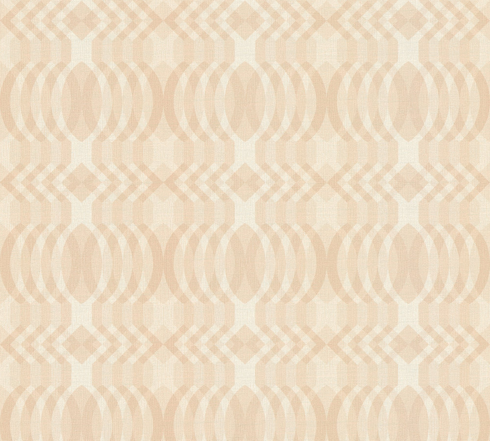 Retrobehang met een geometrisch patroon licht gestructureed - beige, crème, wit Licht gestructureerd retrobehang met een geometrisch patroon - beige, crème, wit #1