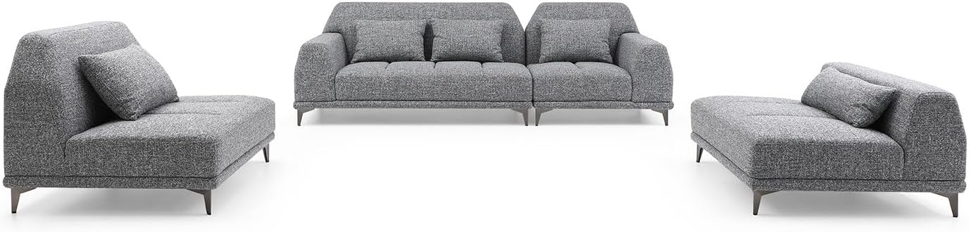 kevinplus 146.8'' Large Sectional Sofa Couch L-Shape with Right Chaise Lounge, Modern Upholstered Corner Sofa Couch for Living Room Office Apartment, Free Combination (Right-Facing, Light Grey)
