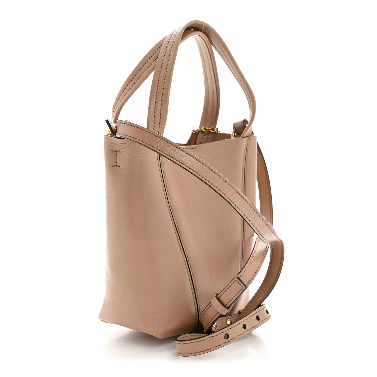 Grained Calfskin Small Spin Tote Woodrose - Top Club
