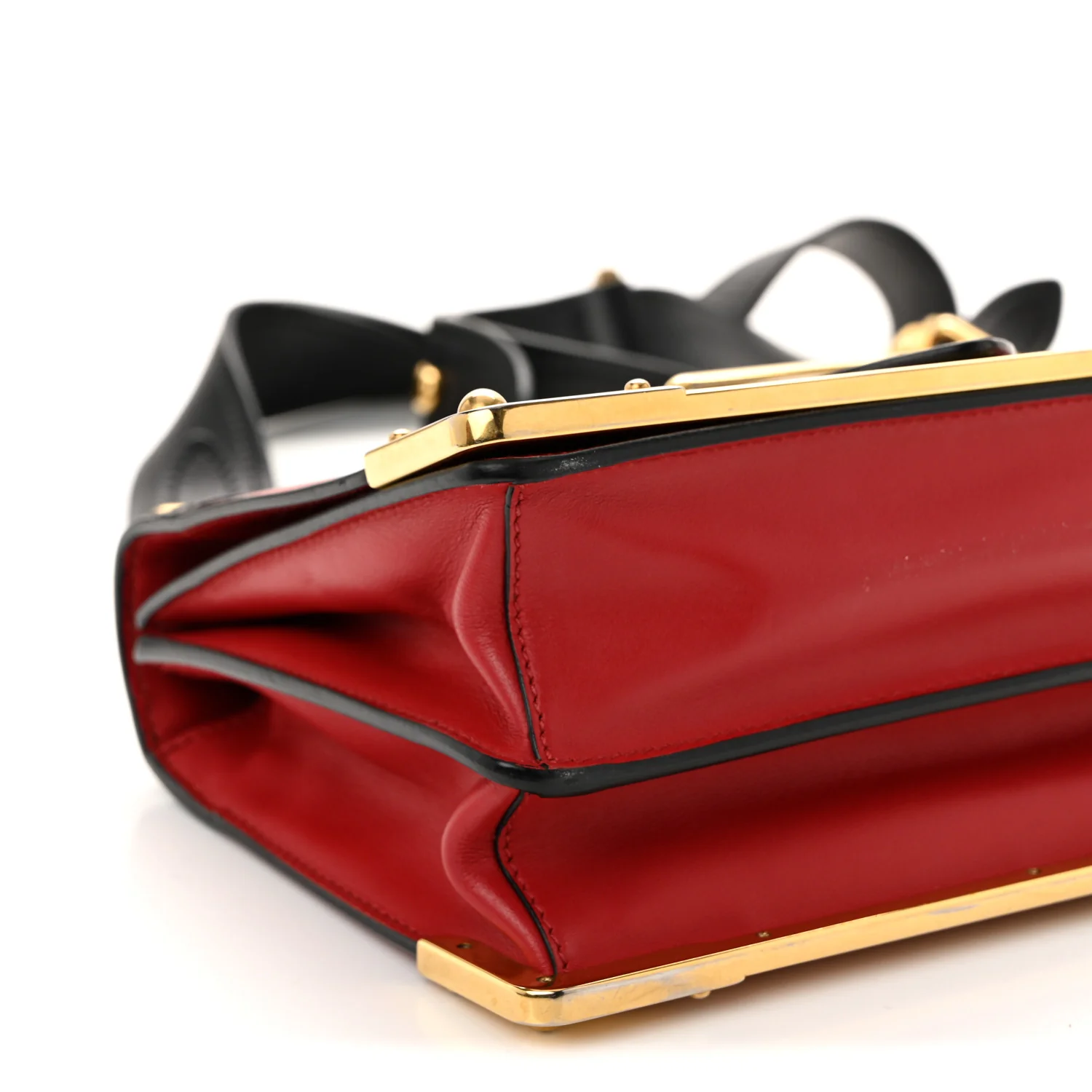 City Calfskin Saffiano Cahier Bag Fuoco Black - Top Club