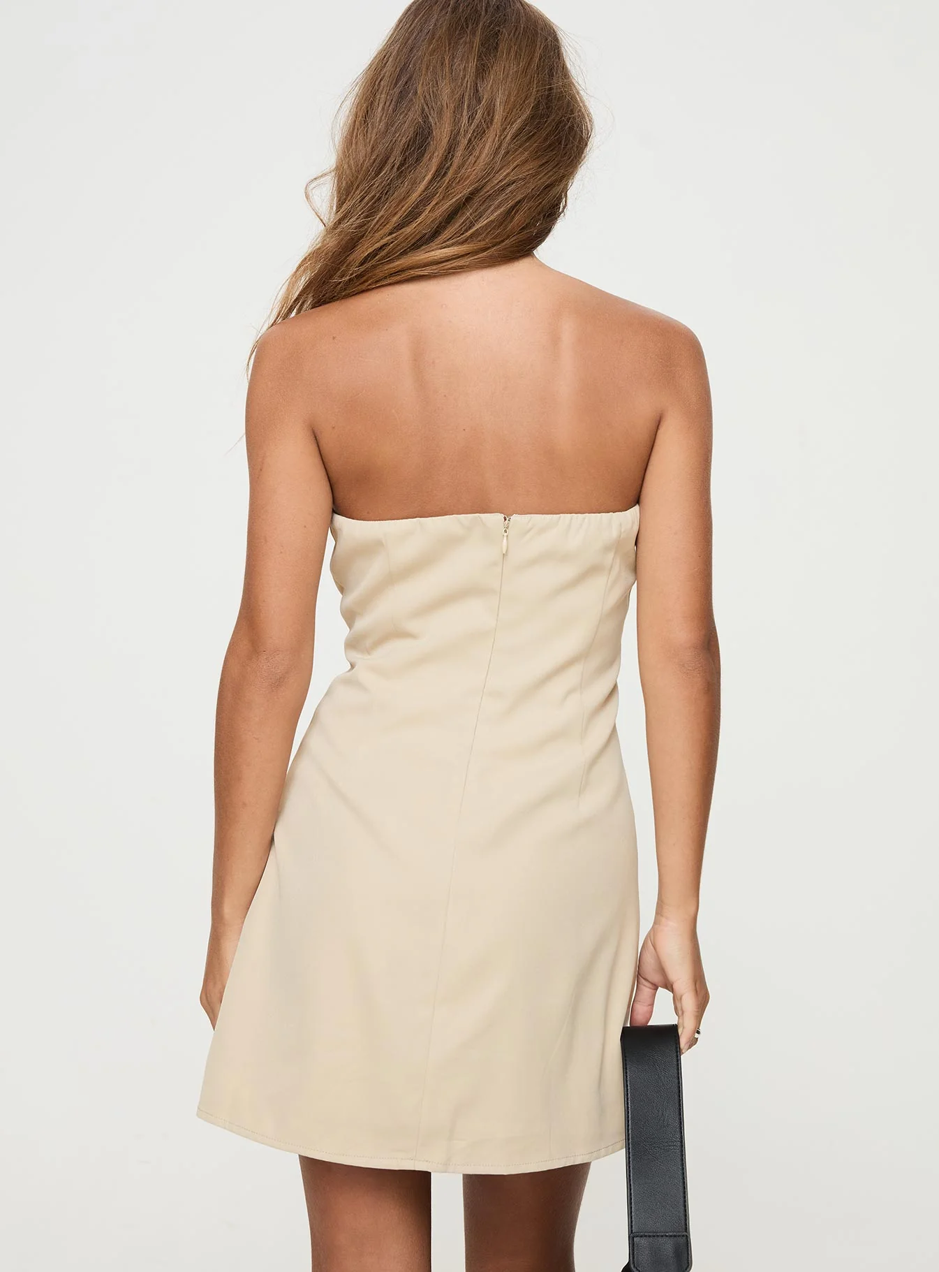 Langdon Strapless Mini Dress Beige