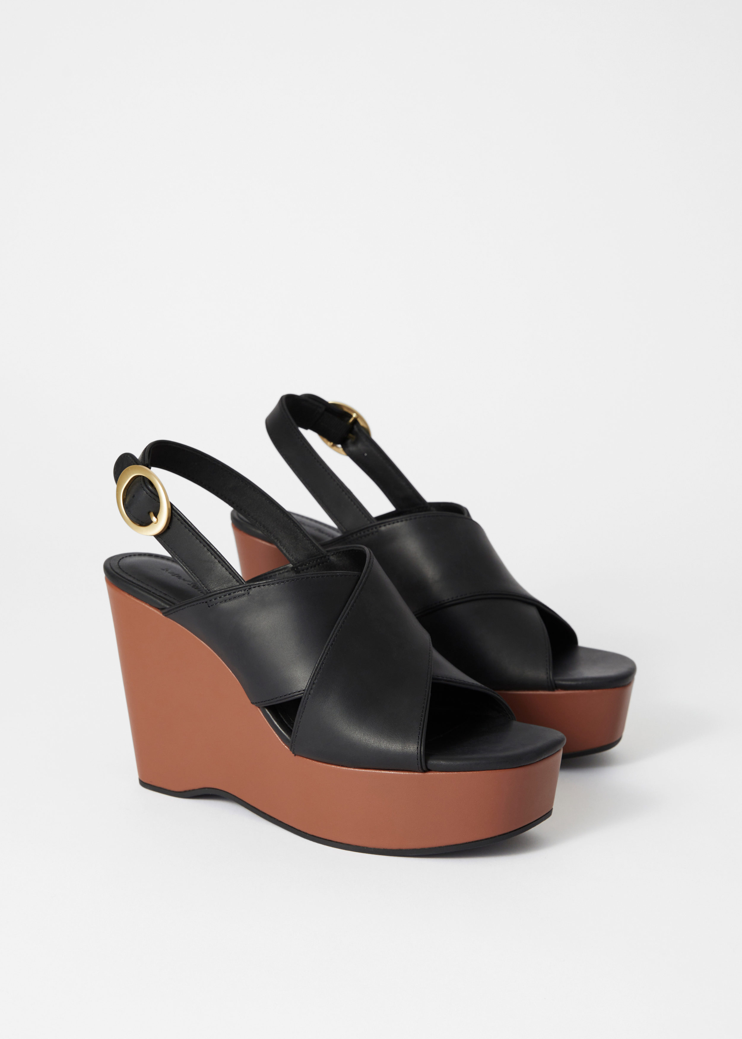 & Other Stories LEATHER PLATFORM WEDGE SANDALS
