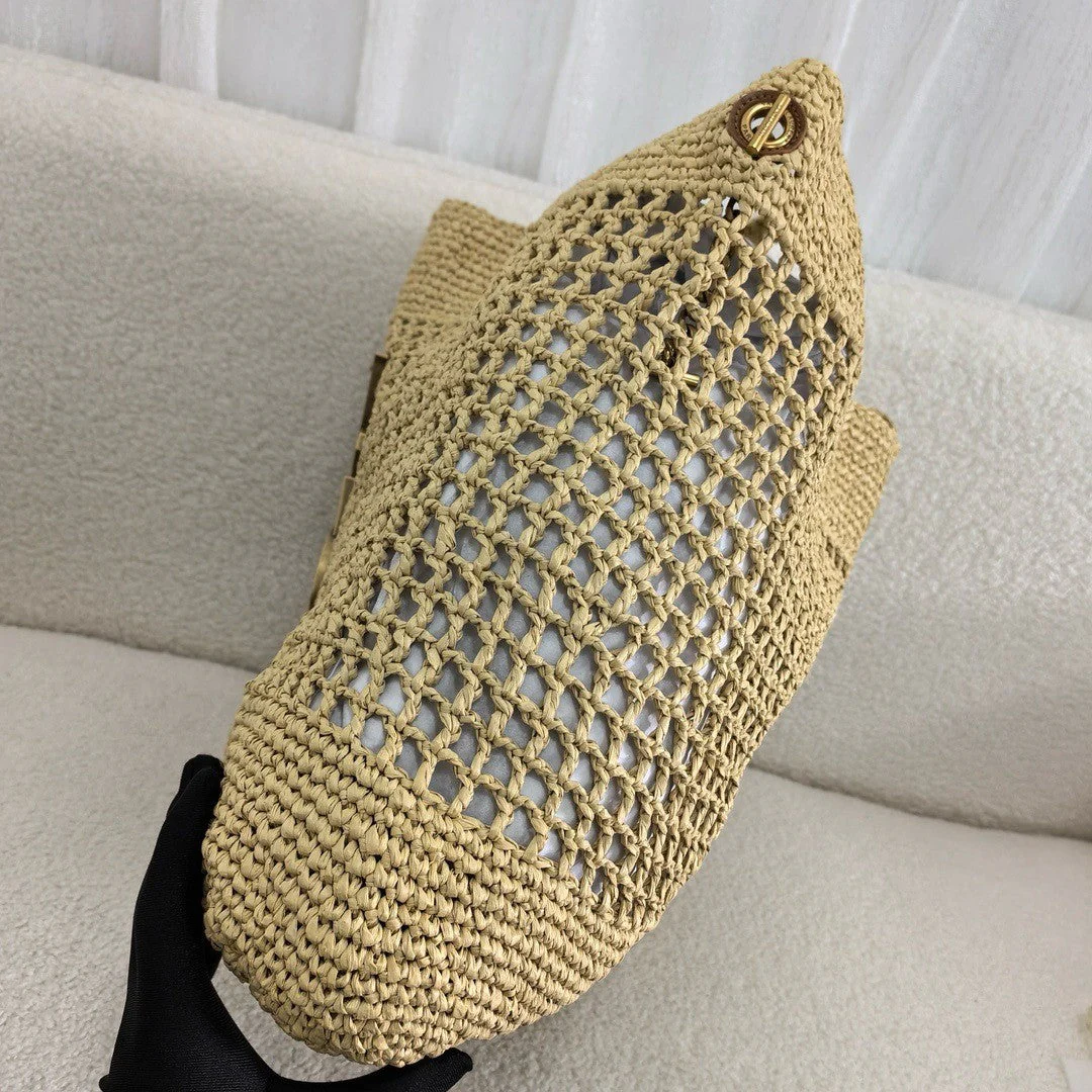 SAINT LAURENT YSL Raffia Icare Tote Bag - Top Club