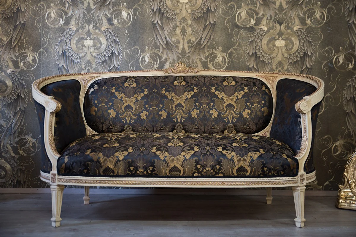 Pompöös by Baroque living room set cream / olive with golden pattern - Pompöös Baroque living room furniture designed by Harald Glööckler