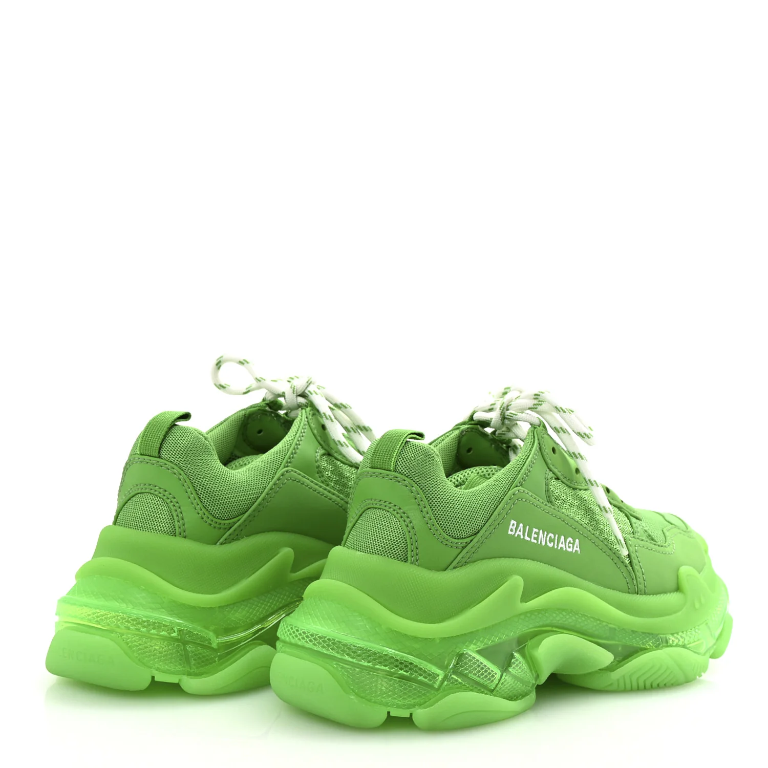 Fabric Mesh Clear Sole Womens Triple S Sneakers 36 Fluo Green - Top Club