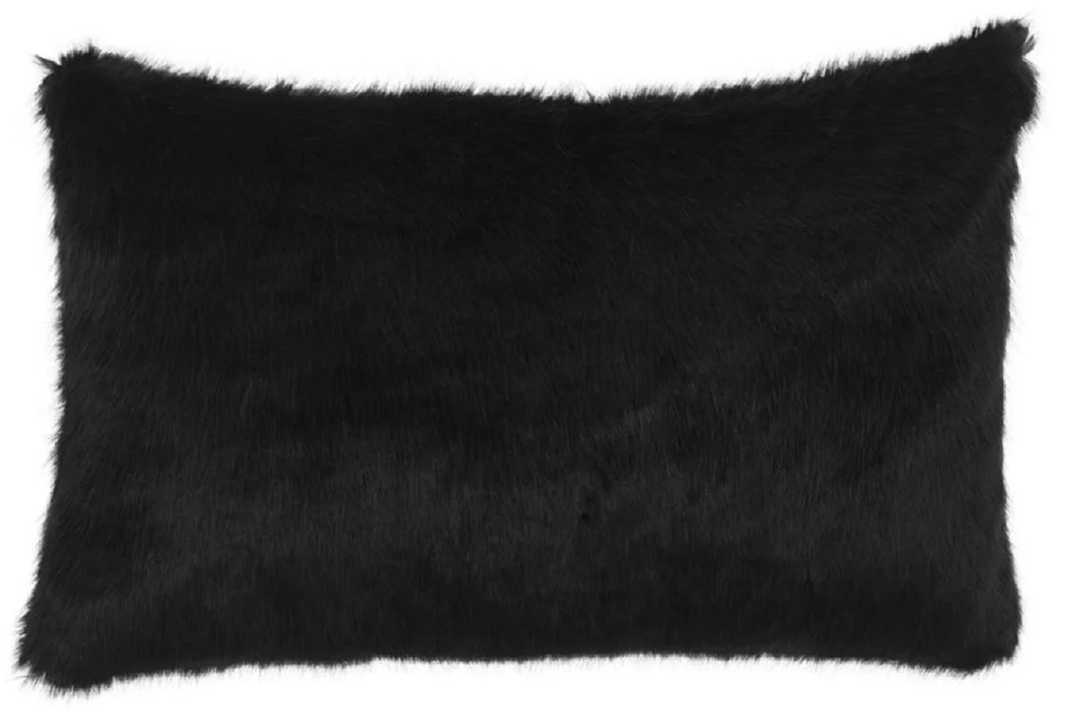 Luxury faux fur cushion black 60 x 40 cm - living room decoration accessories