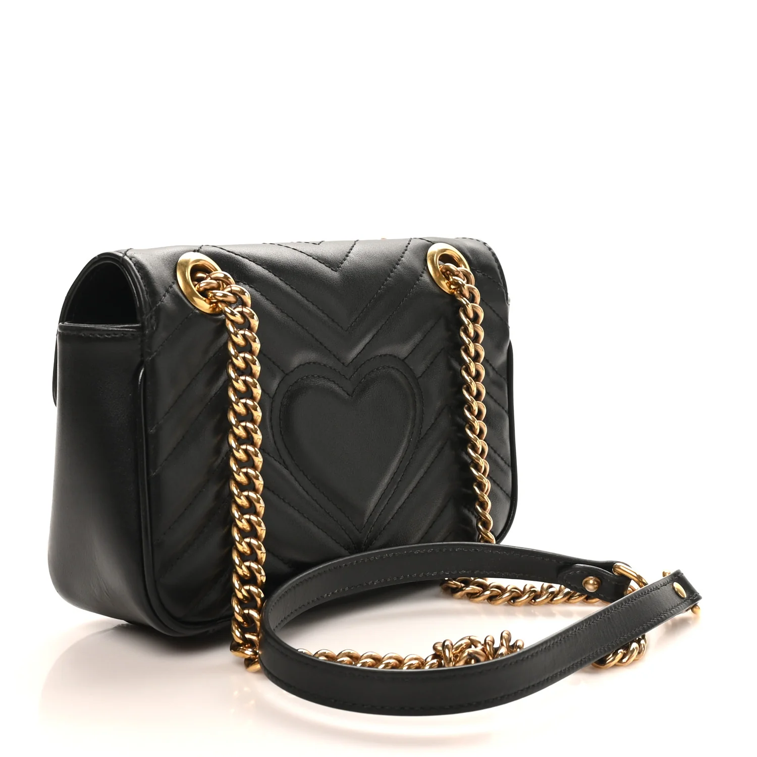 Calfskin Matelasse Mini GG Marmont Shoulder Bag Black - Top Club