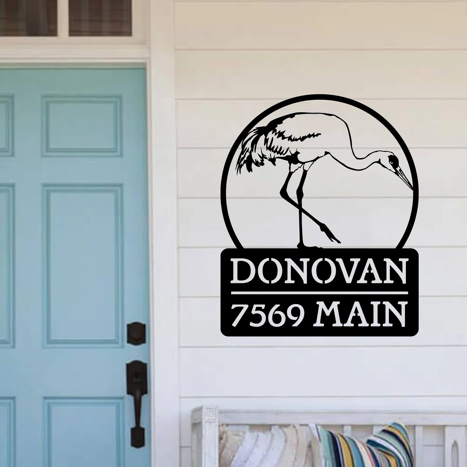 Custom Sandhill Crane Metal Address Sign - Alvarez Pro Painting LLC