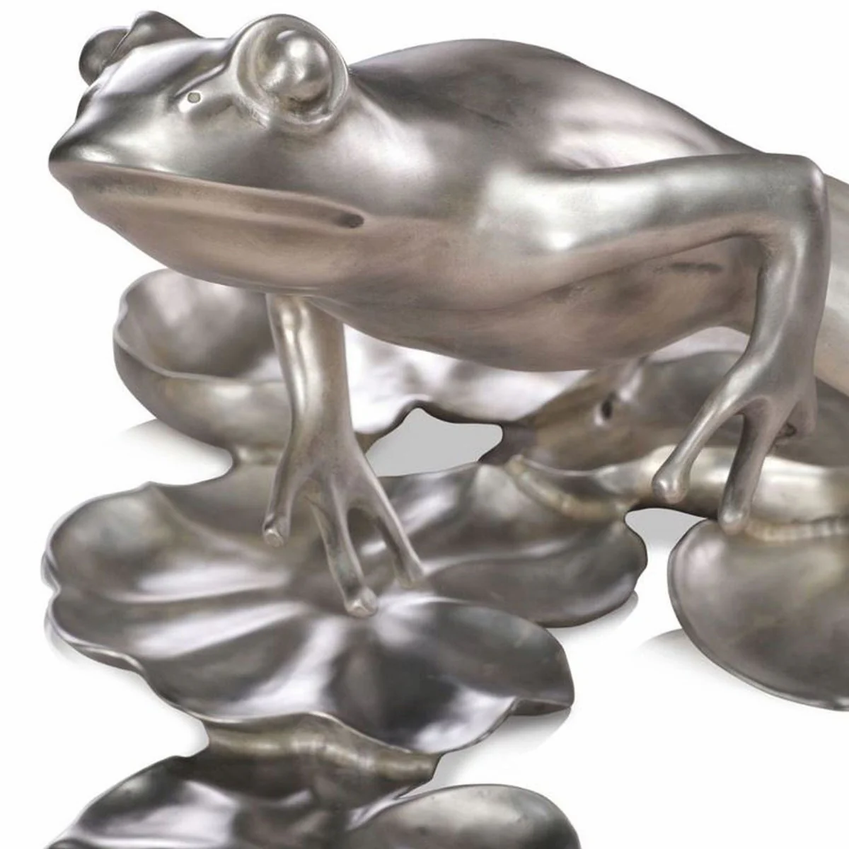 Luxury bronze figure frog silver 39 cm - decorative bronze sculpture