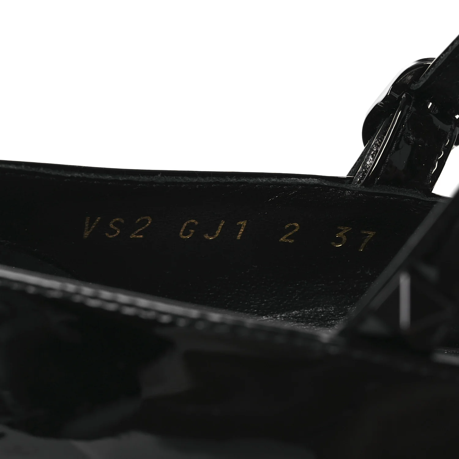 Patent Monochrome Rockstud Tan-Go Ankle Strap Pumps 37 Black - Top Club