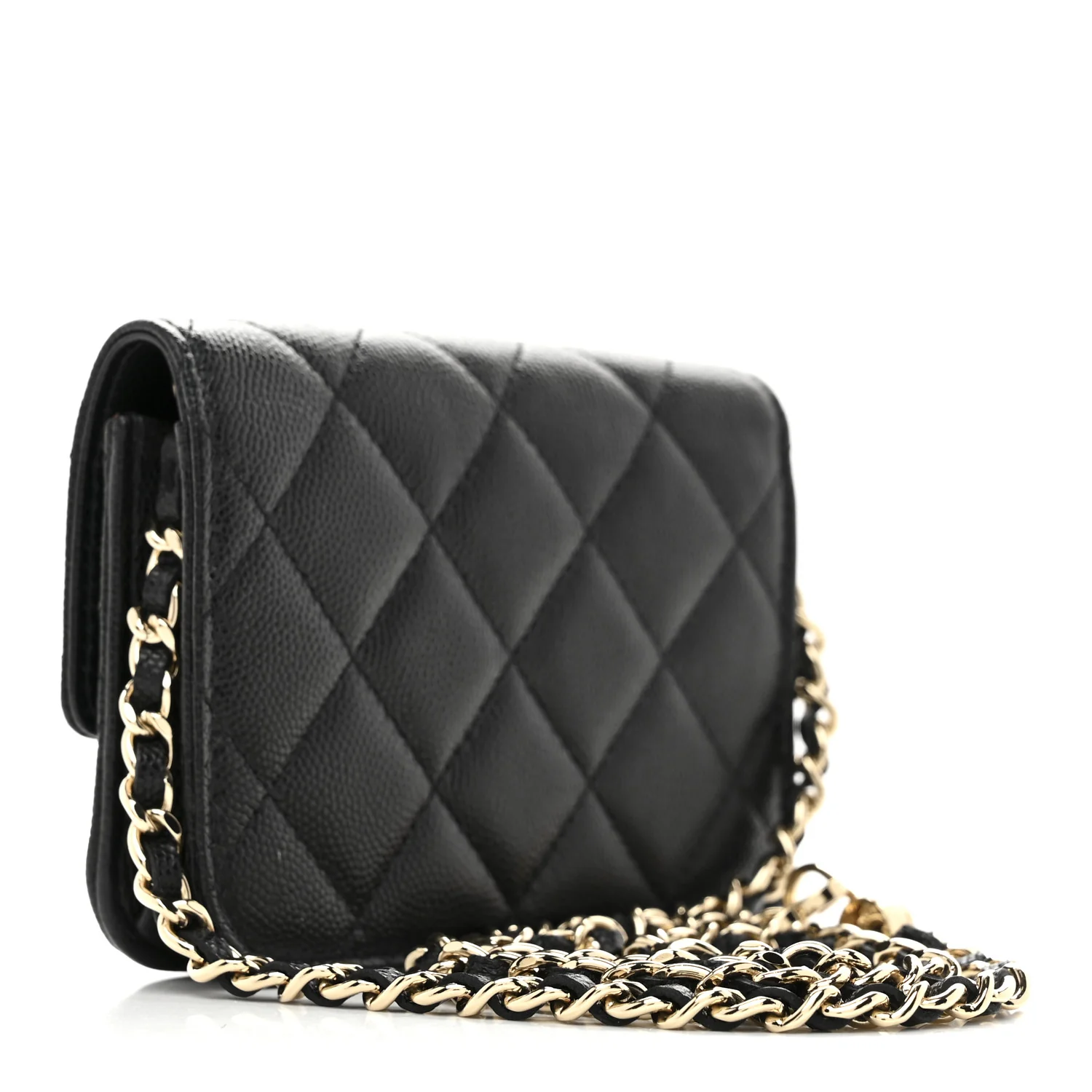 Caviar Quilted Mini Clutch With Chain Black - Top Club