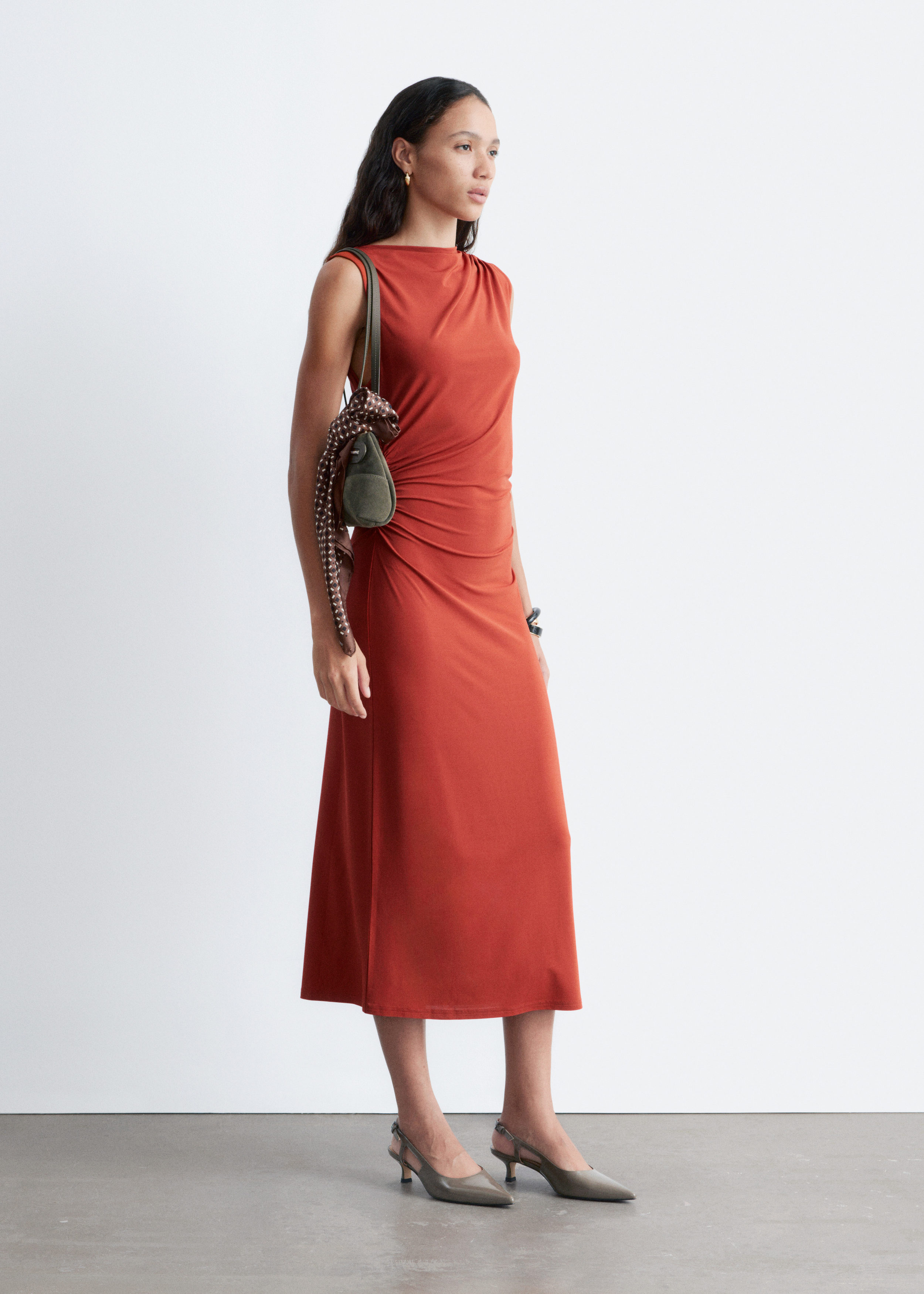 & Other Stories SLEEVELESS DRAPED MIDI DRESS