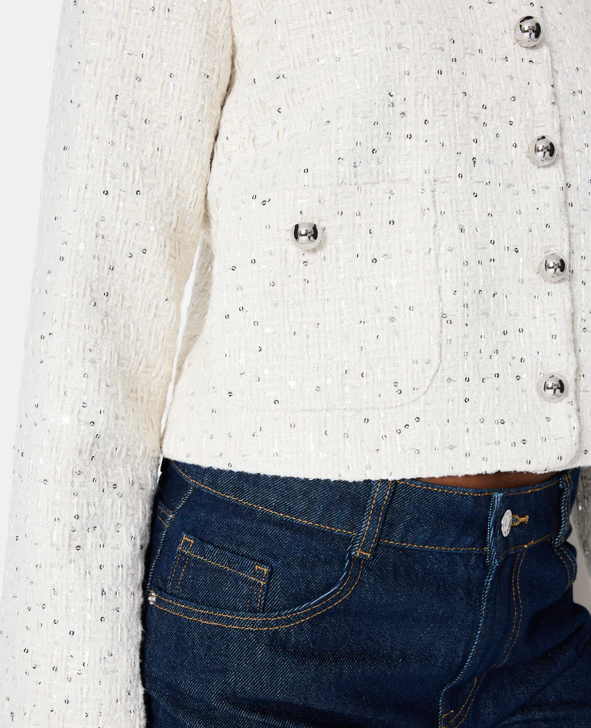 Pimkie Veste en tweed col rond avec sequins