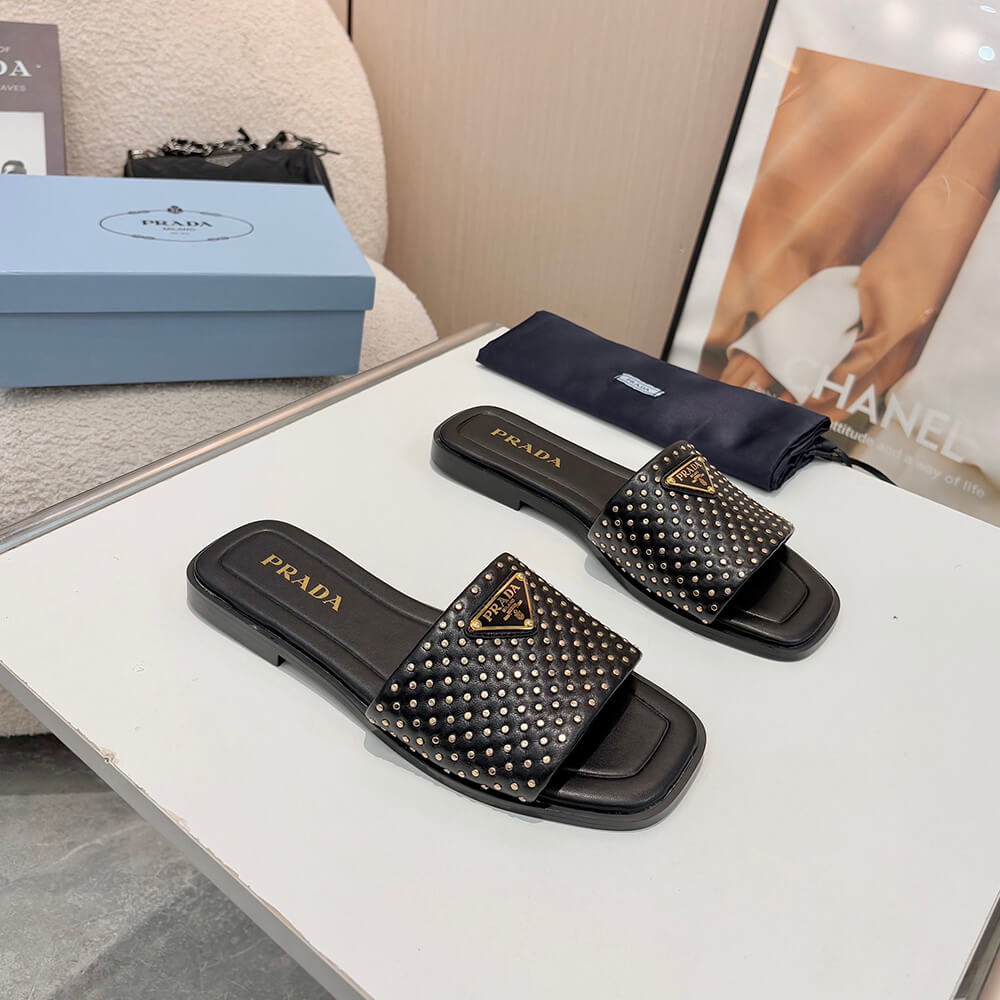 Prada Nappa leather slides with studs - Top Club