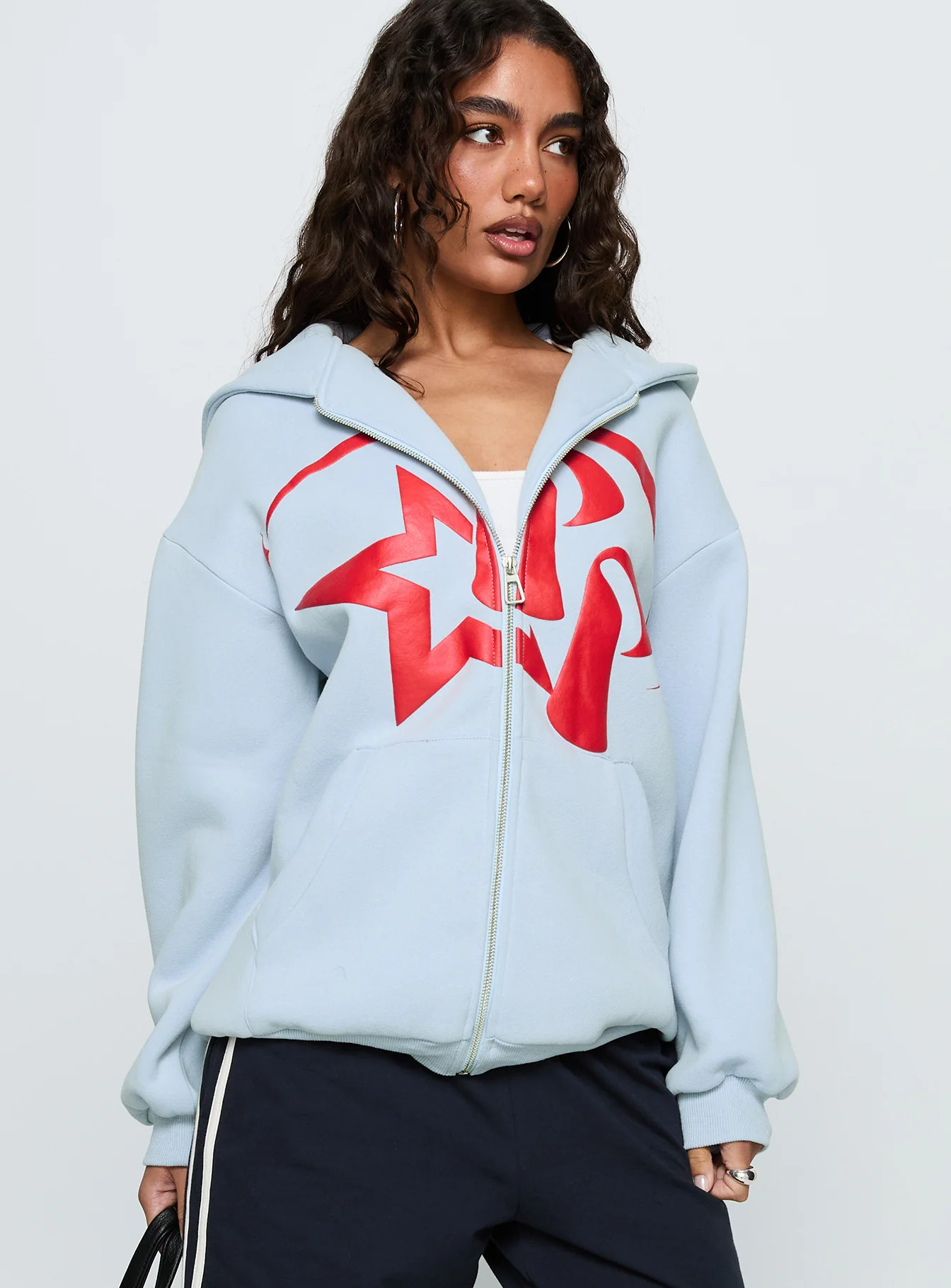 Starblazer Zip Up Graphic Hoodie Blue / Red