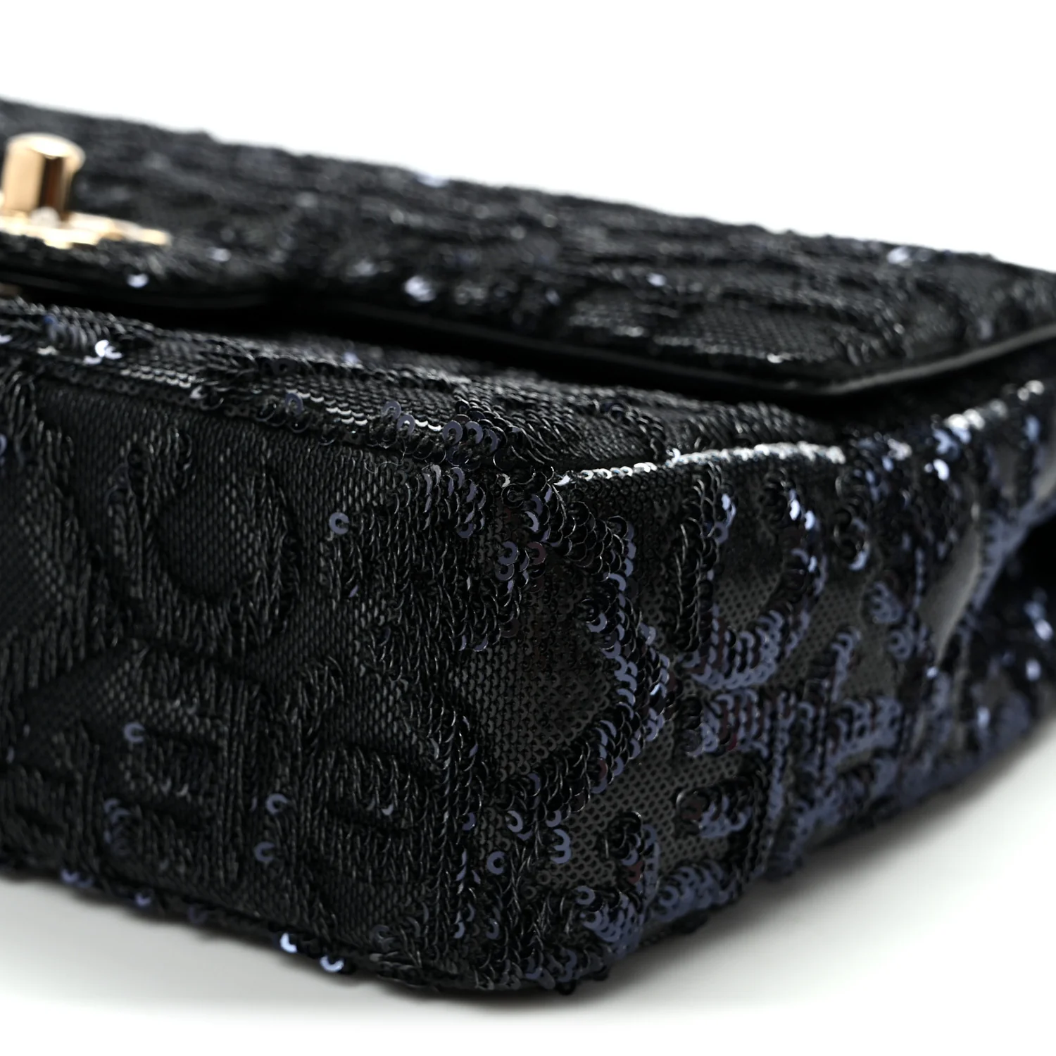 Sequin Quilted Small Single Flap Black - Top Club