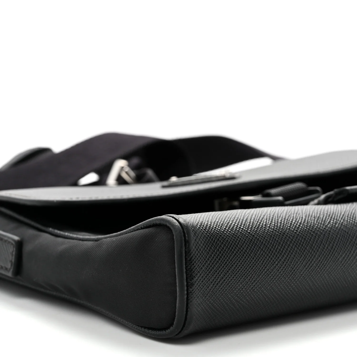 Re-Nylon Saffiano Triangle Shoulder Bag Black - Top Club