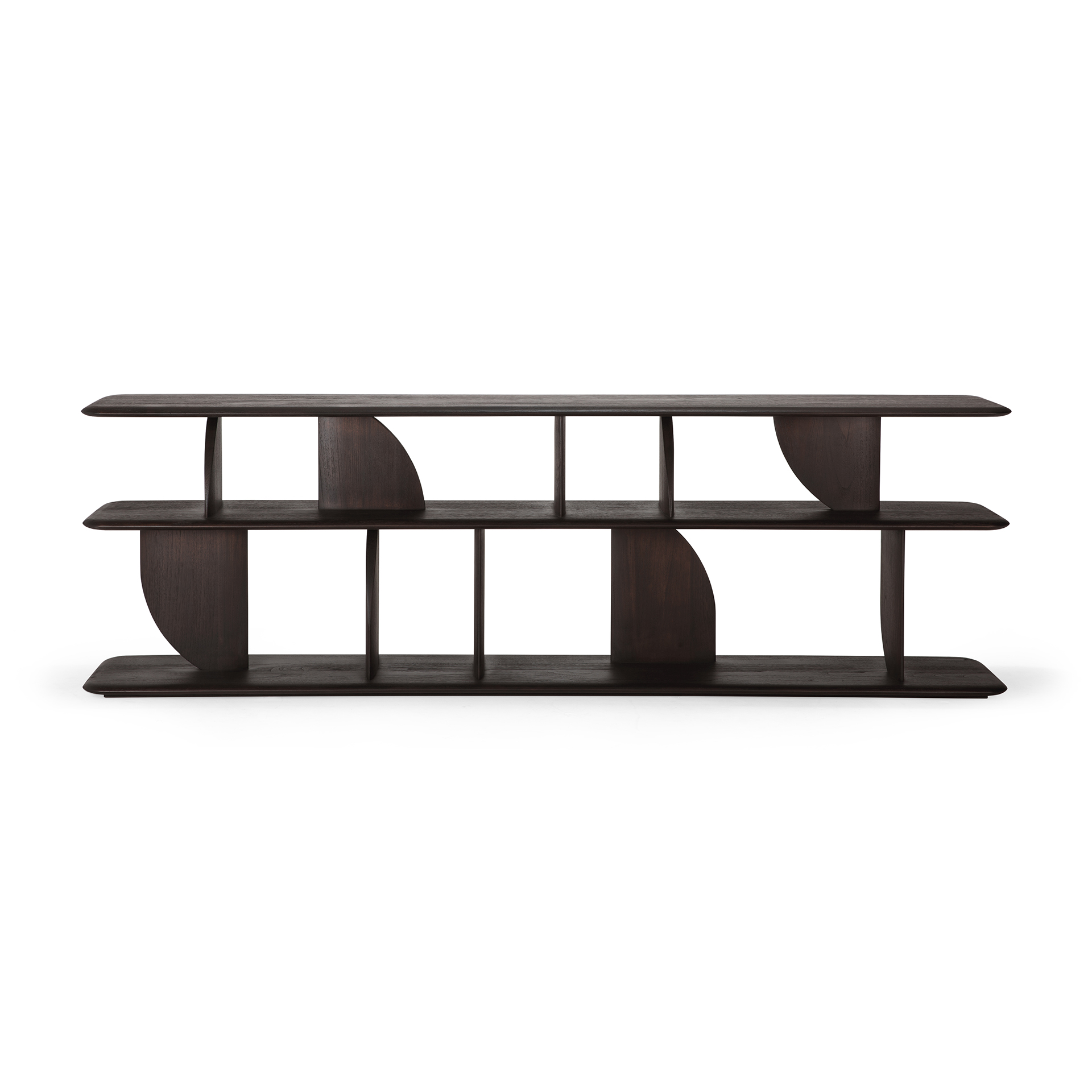 Geometric zitbank console - 210x35xh67 - teak donkerbuin