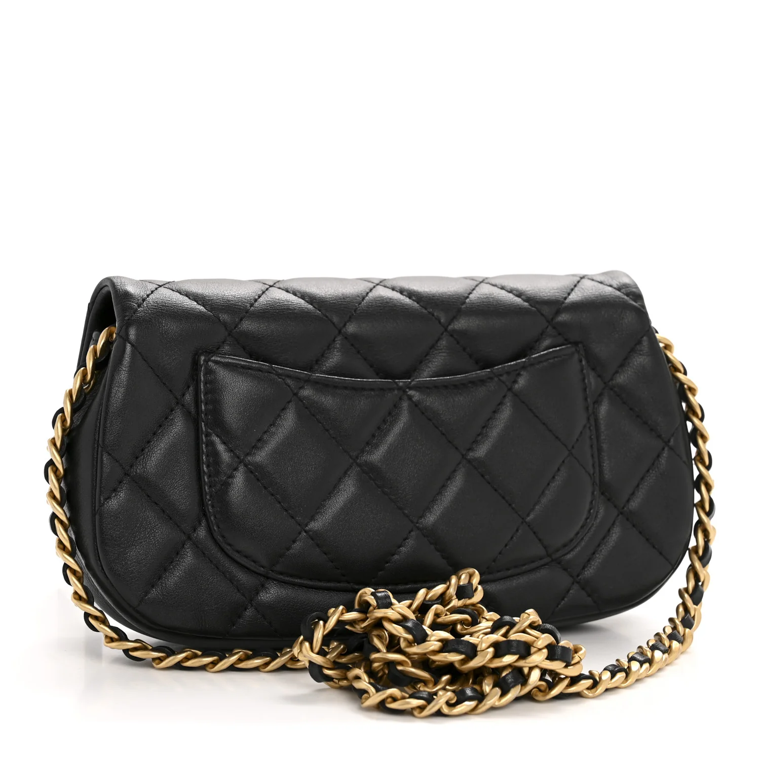 Calfskin Quilted Coco Mail Clutch With Chain Black - Top Club