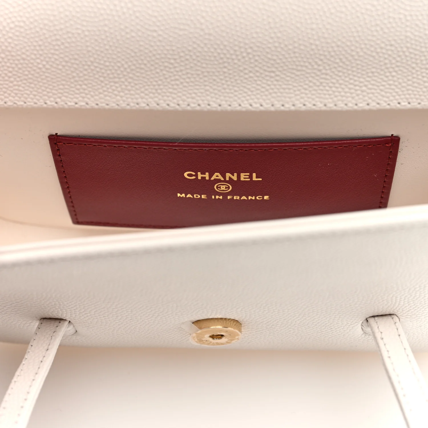 Shiny Caviar Mini Preppy Coco Shoulder Bag White - Top Club