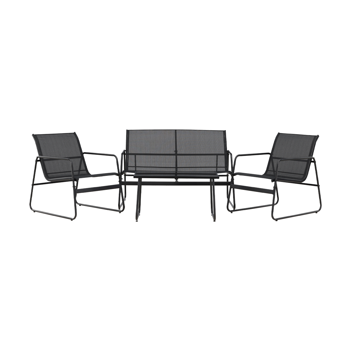 Tuin loungeset Vidar 4 delig Zwart