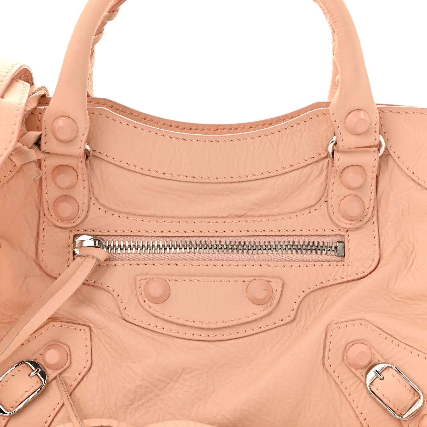 Matte Goatskin Rubber Covered Classic Hardware Mini City Rose Poudre - Top Club