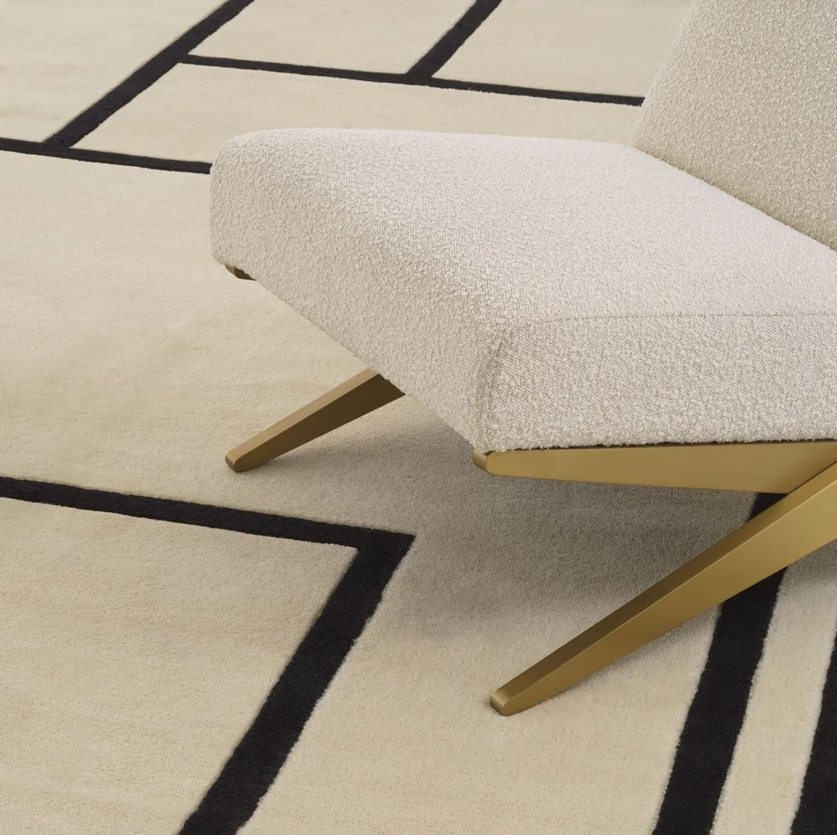 Luxury rug cream / black 300 x 400 cm - hand-tufted living room rug made from 100% New Zealand wool - luxury quality