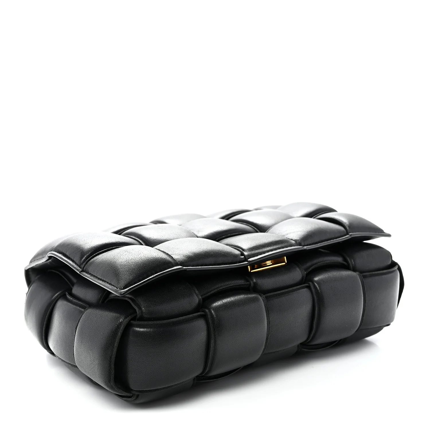 Nappa Maxi Intreccio Padded Cassette Crossbody Bag Black - Top Club