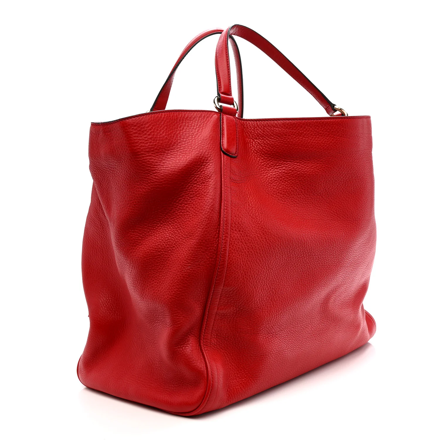 Pebbled Calfskin Large Soho Shoulder Bag Red - Top Club