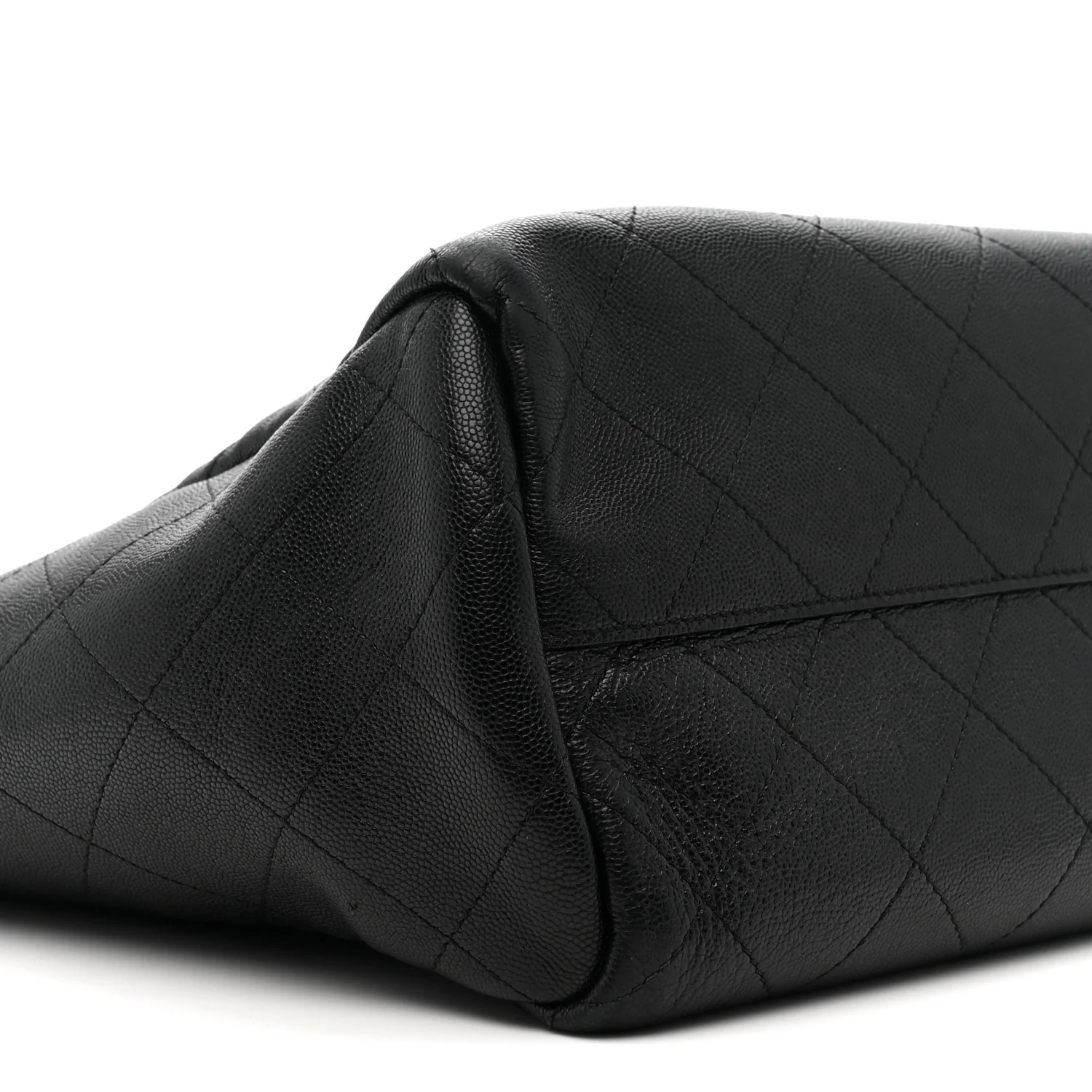 Caviar Stitched Large Lady Coco Shopping Tote Black - Top Club