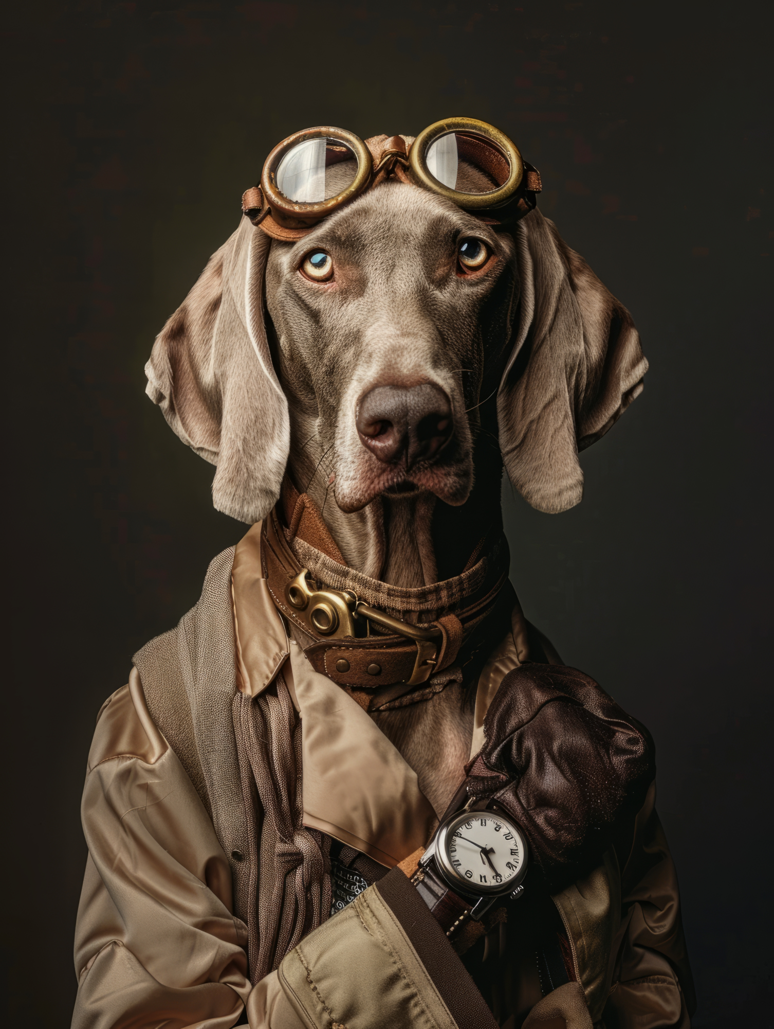Canvas schilderij van een Weimaraner hond 100x200 cm