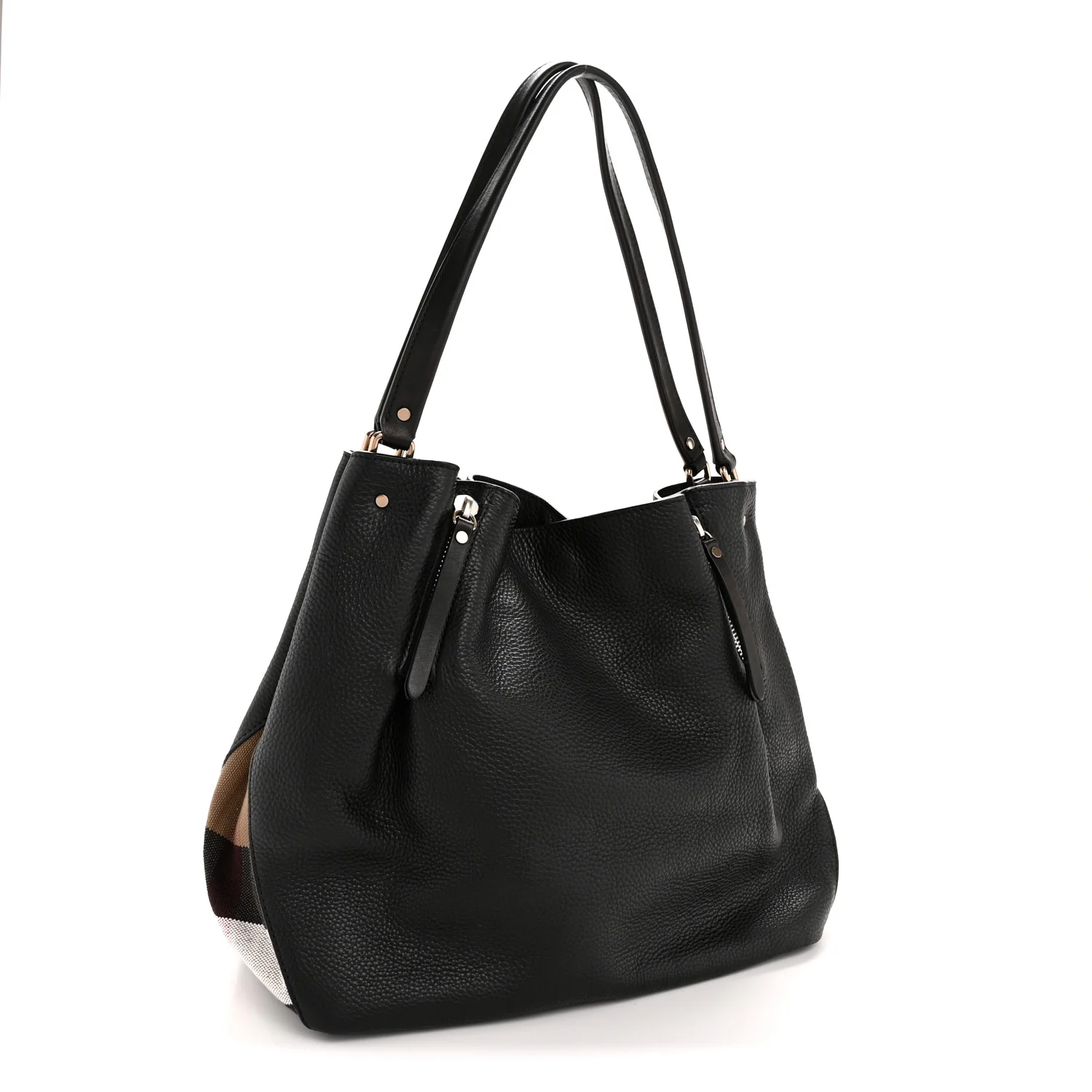 Grainy Calfskin House Check Medium Maidstone Black - Top Club