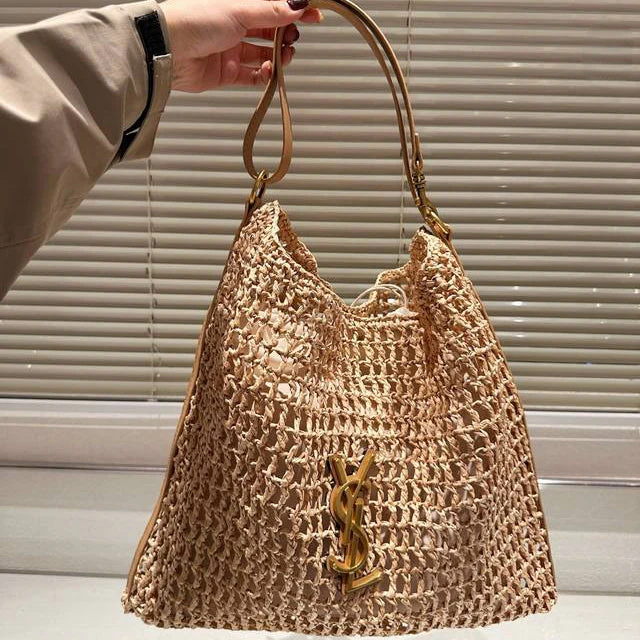 SAINT LAURENT YSL Raffia tote Bag - Top Club