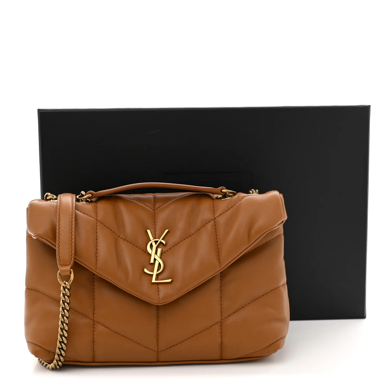 Lambskin Quilted Toy Loulou Puffer Monogram Chain Satchel Miel Dark - Top Club