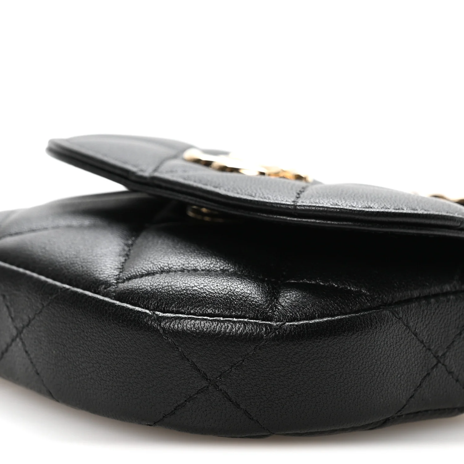 Lambskin Quilted Pearl Top Handle Clutch With Chain Black - Top Club
