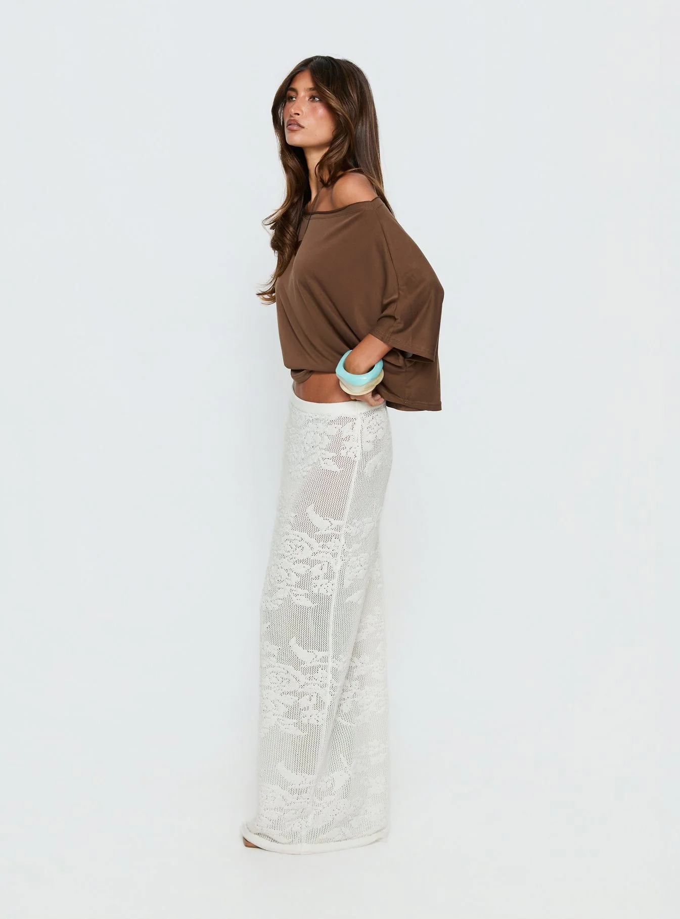 Opresia Crochet Maxi Skirt White